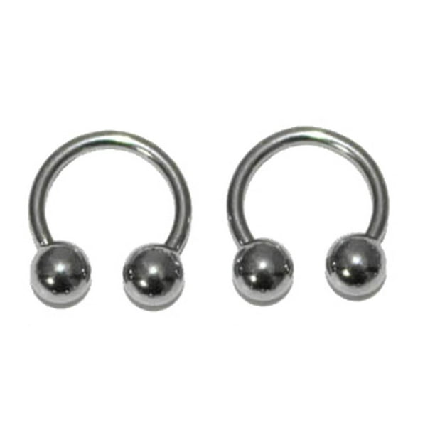 14g 5/8" 316L Steel Circular Barbell Ring Horseshoe Ear Lip Nipple  6MM Balls